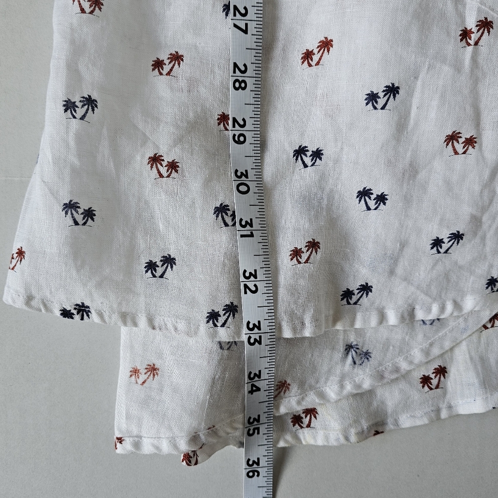FORCYNTHIA Beachwear White Palm Trees Linen L Tunic Shirt Beach Coverup Resort - Picture 11 of 11